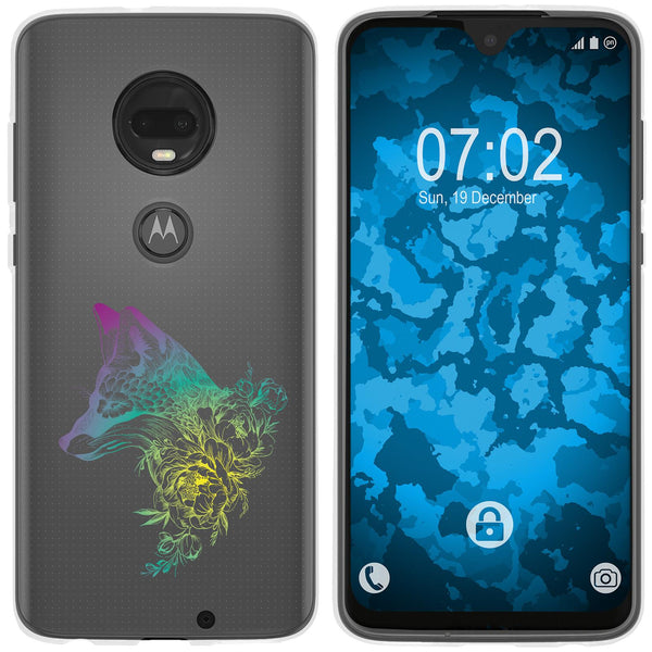 Moto G7 Silikon-Hülle Floral Fuchs M1-4 Case