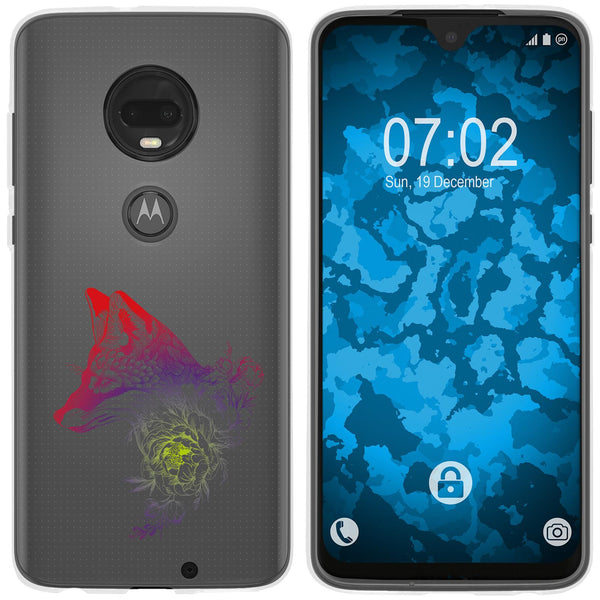 Moto G7 Plus Silikon-Hülle Floral Fuchs M1-5 Case