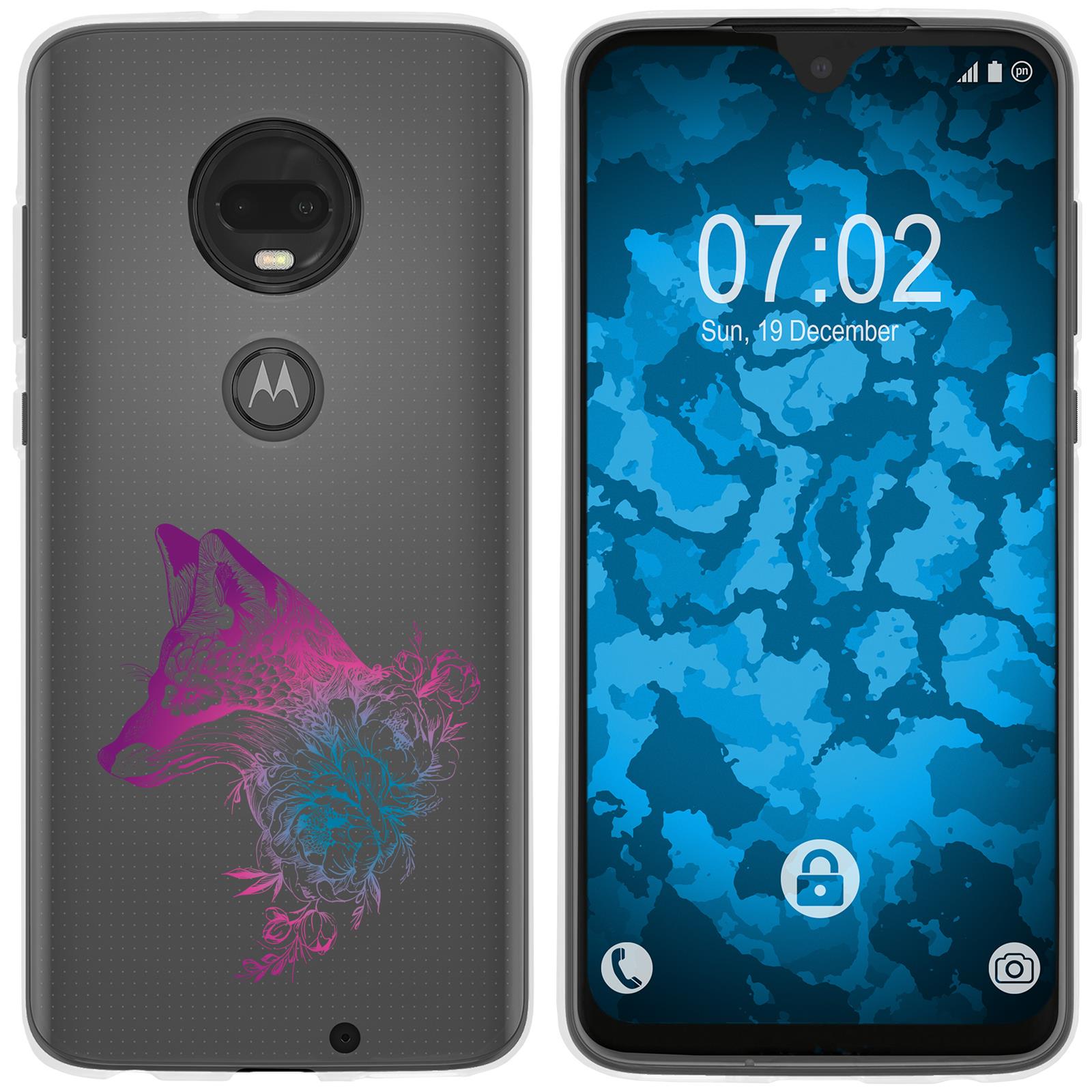 Moto G7 Silikon-Hülle Floral Fuchs M1-6 Case