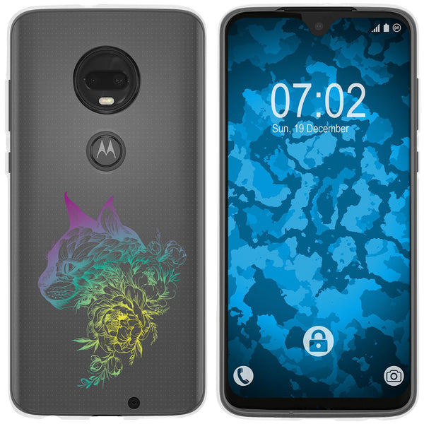 Moto G7 Plus Silikon-Hülle Floral Katze M2-4 Case