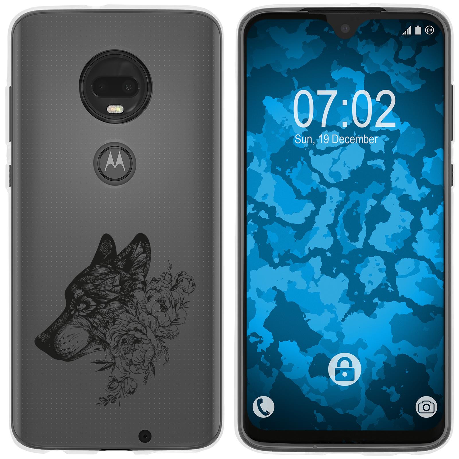 Moto G7 Plus Silikon-Hülle Floral Wolf M3-1 Case