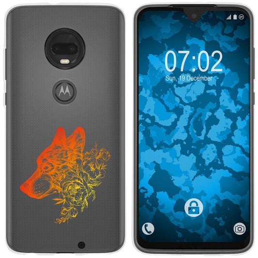Moto G7 Silikon-Hülle Floral Wolf M3-2 Case