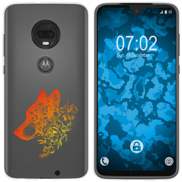 Moto G7 Plus Silikon-Hülle Floral Wolf M3-2 Case