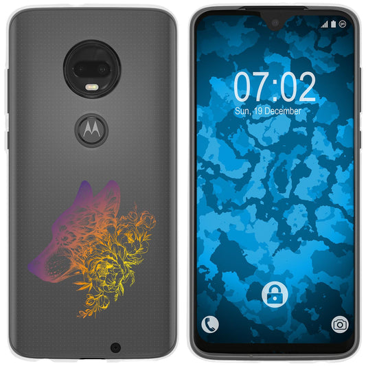 Moto G7 Silikon-Hülle Floral Wolf M3-3 Case