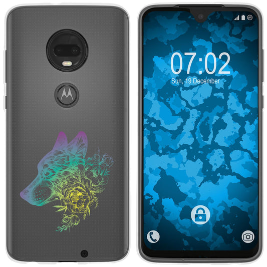 Moto G7 Plus Silikon-Hülle Floral Wolf M3-4 Case