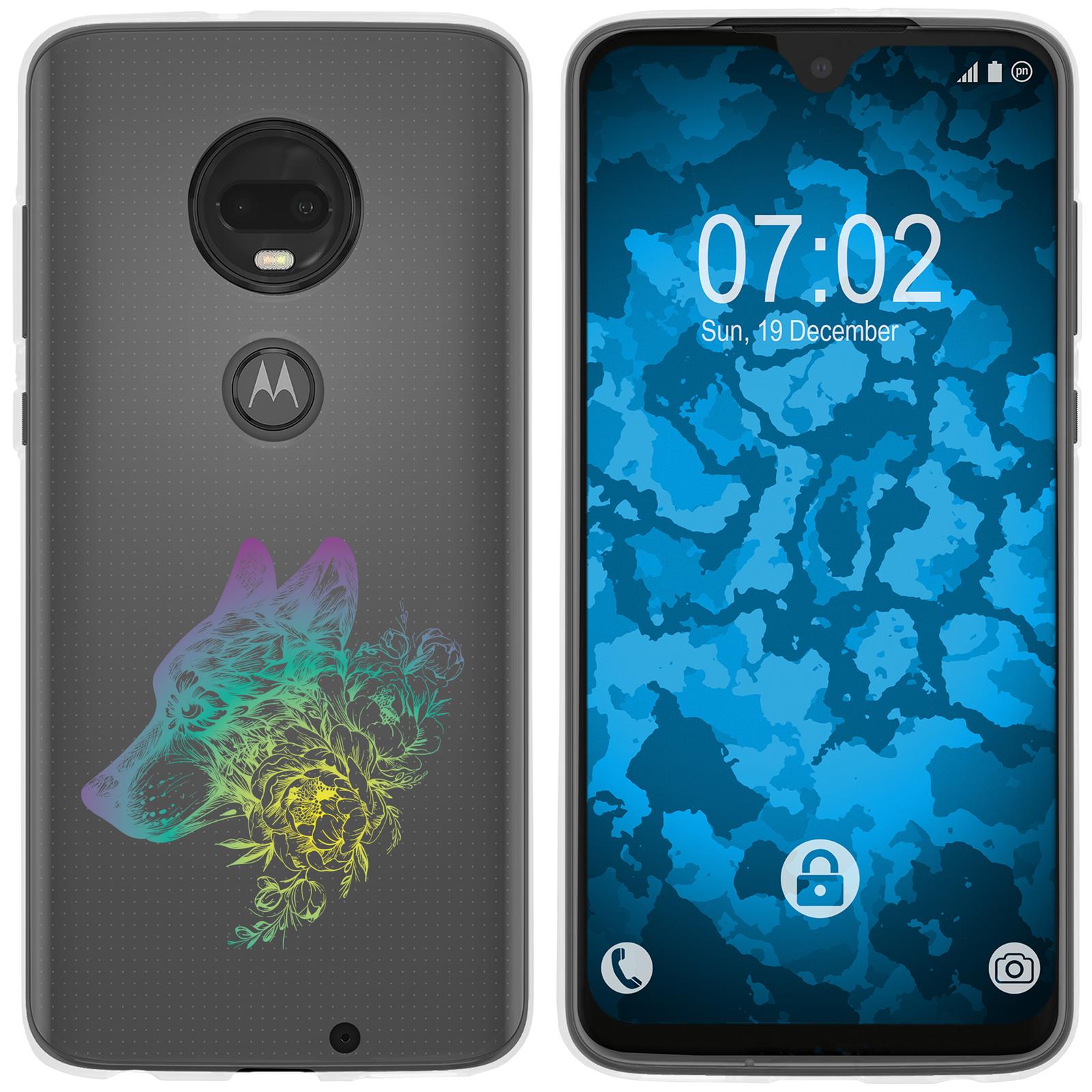 Moto G7 Silikon-Hülle Floral Wolf M3-4 Case
