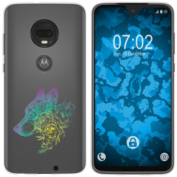 Moto G7 Plus Silikon-Hülle Floral Wolf M3-4 Case