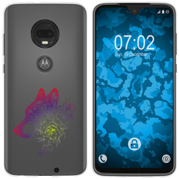 Moto G7 Plus Silikon-Hülle Floral Wolf M3-5 Case