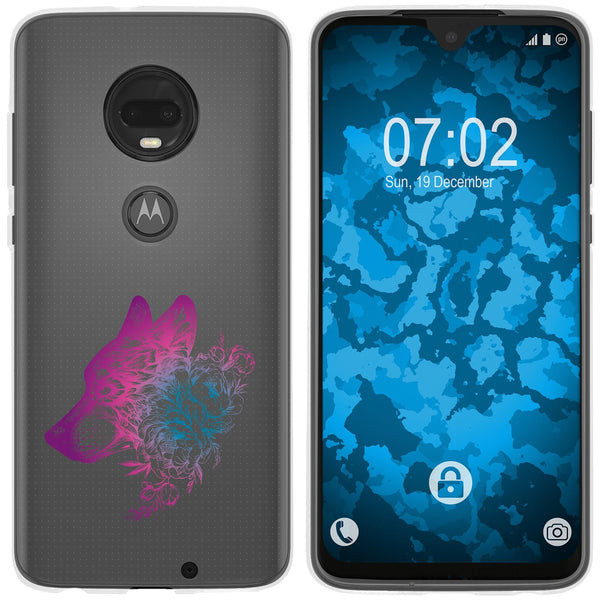 Moto G7 Plus Silikon-Hülle Floral Wolf M3-6 Case