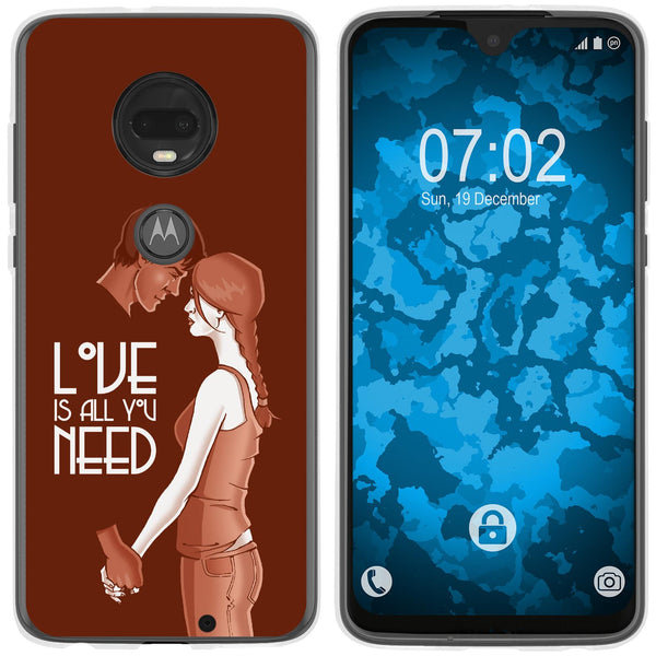 Moto G7 Plus Silikon-Hülle in Love Beziehung M3 Case