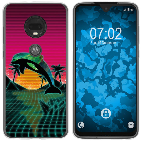 Moto G7 Silikon-Hülle Retro Wave Delphin M1 Case