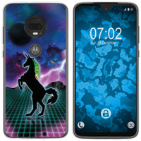 Moto G7 Plus Silikon-Hülle Retro Wave Einhorn M2 Case