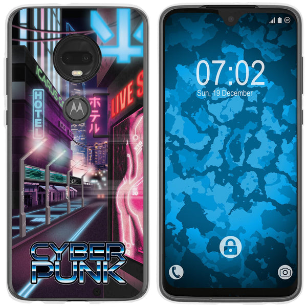 Moto G7 Plus Silikon-Hülle Retro Wave Cyberpunk.01 M4 Case