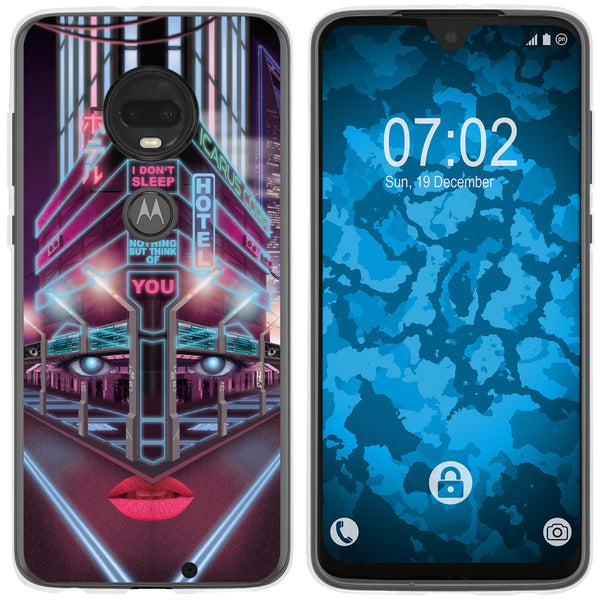 Moto G7 Silikon-Hülle Retro Wave Cyberpunk.02 M5 Case