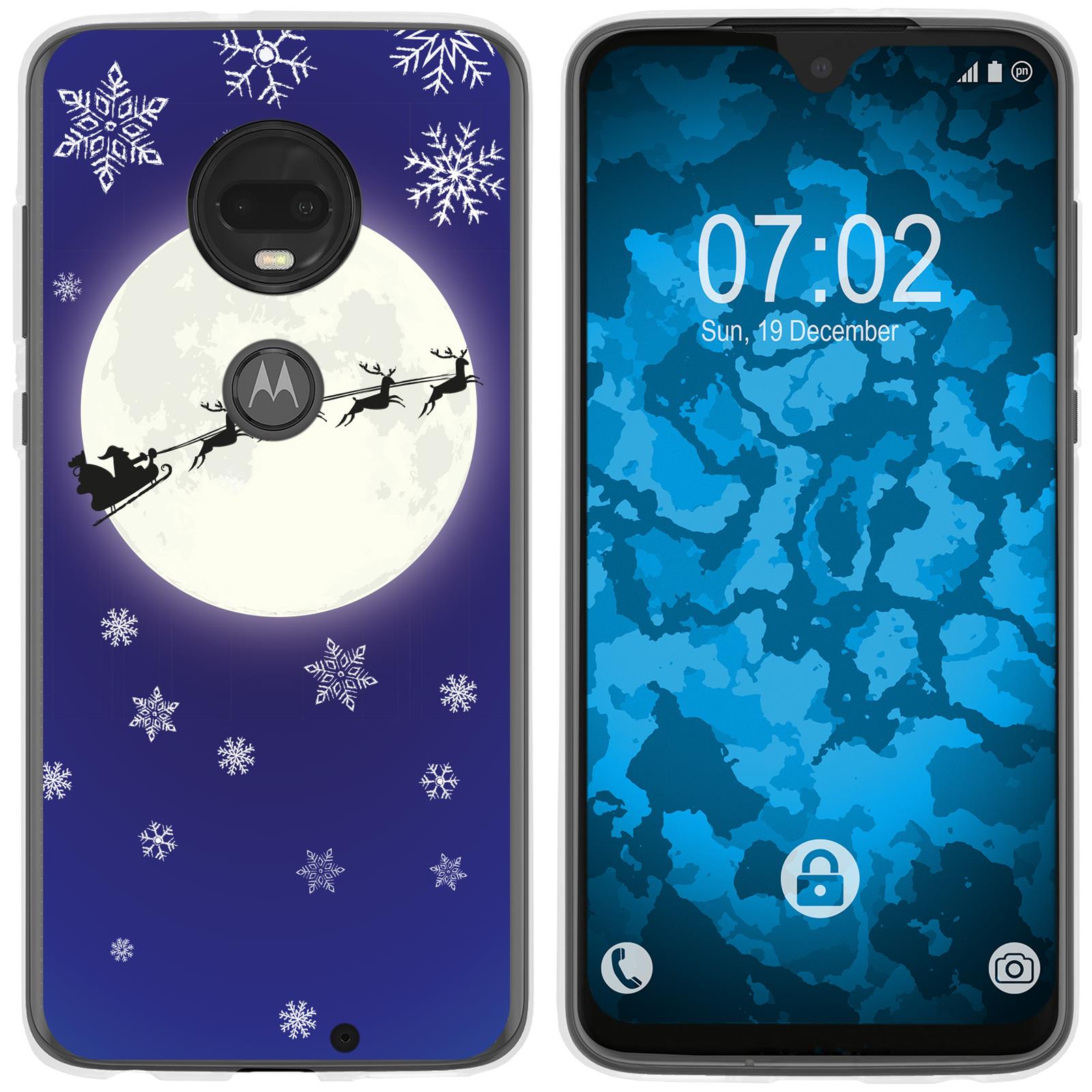 Moto G7 Plus Silikon-Hülle X Mas Weihnachten Santa - Snowfla