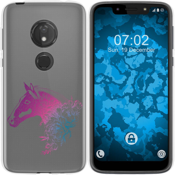 Moto G7 Play Silikon-Hülle Floral Pferd M5-6 Case