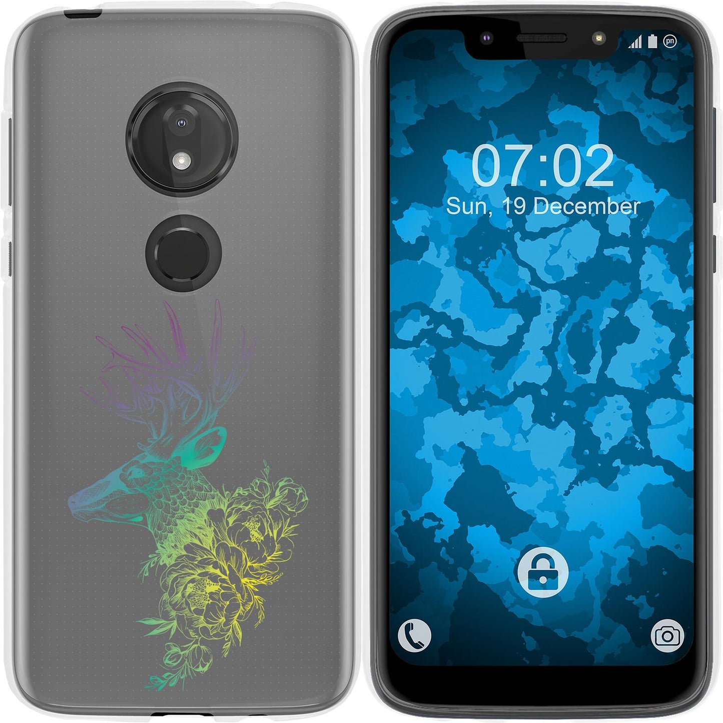 Moto G7 Play Silikon-Hülle Floral Hirsch M7-4 Case