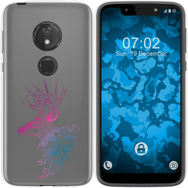 Moto G7 Play Silikon-Hülle Floral Hirsch M7-6 Case