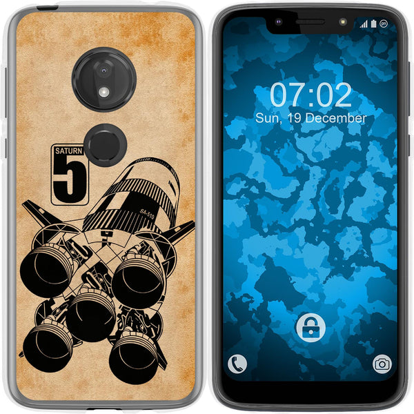 Moto G7 Play Silikon-Hülle Space Moon Rocket M3 Case