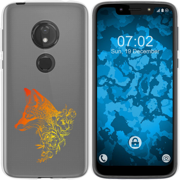 Moto G7 Play Silikon-Hülle Floral Fuchs M1-2 Case