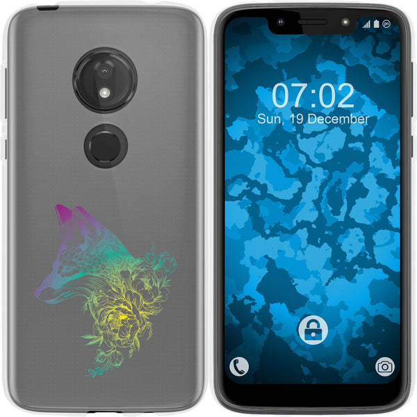 Moto G7 Play Silikon-Hülle Floral Fuchs M1-4 Case