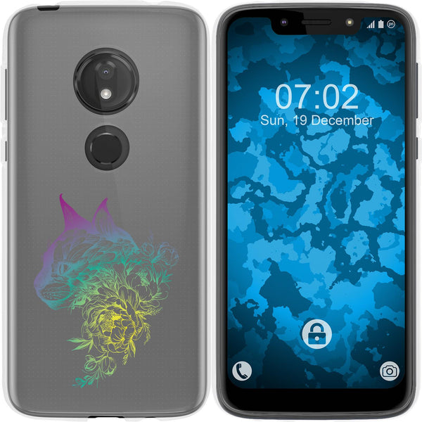 Moto G7 Play Silikon-Hülle Floral Katze M2-4 Case
