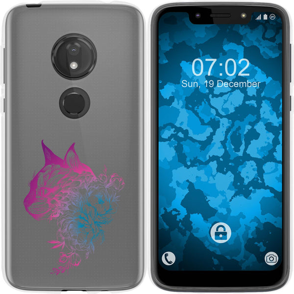 Moto G7 Play Silikon-Hülle Floral Katze M2-6 Case