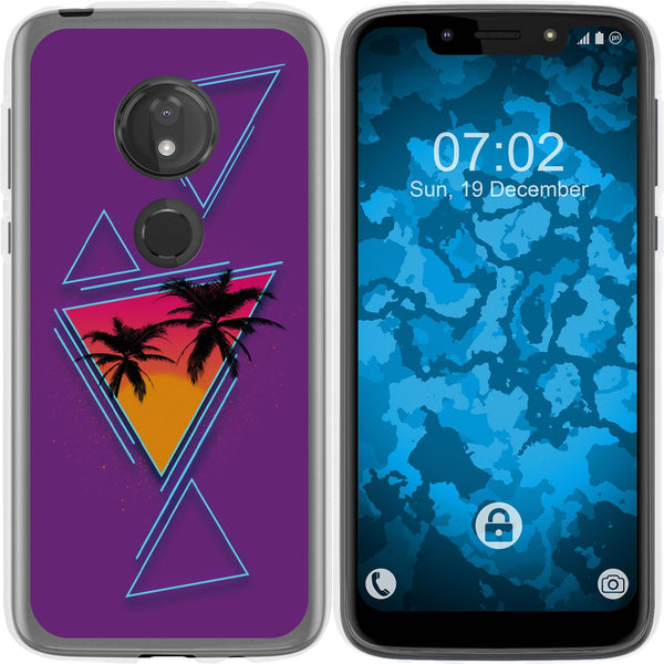 Moto G7 Play Silikon-Hülle Retro Wave Palmen M3 Case