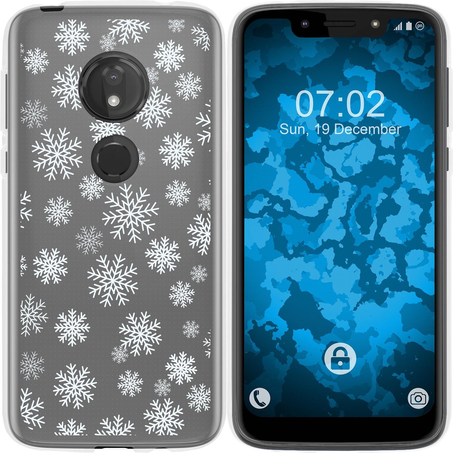 Moto G7 Play Silikon-Hülle X Mas Weihnachten Schneeflocken M