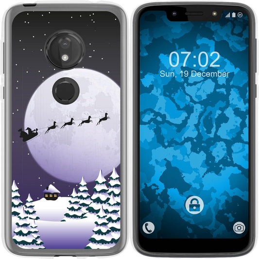 Moto G7 Play Silikon-Hülle X Mas Weihnachten Santa - Night M