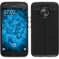 PhoneNatic Case kompatibel mit Lenovo Moto X4 - schwarz Silikon Hülle Lederoptik Cover