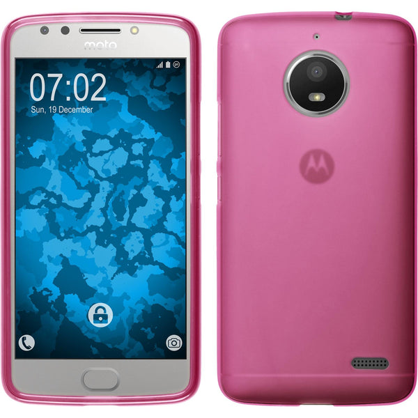 PhoneNatic Case kompatibel mit Lenovo Moto E4 (EU Version) - pink Silikon Hülle matt + 2 Schutzfolien