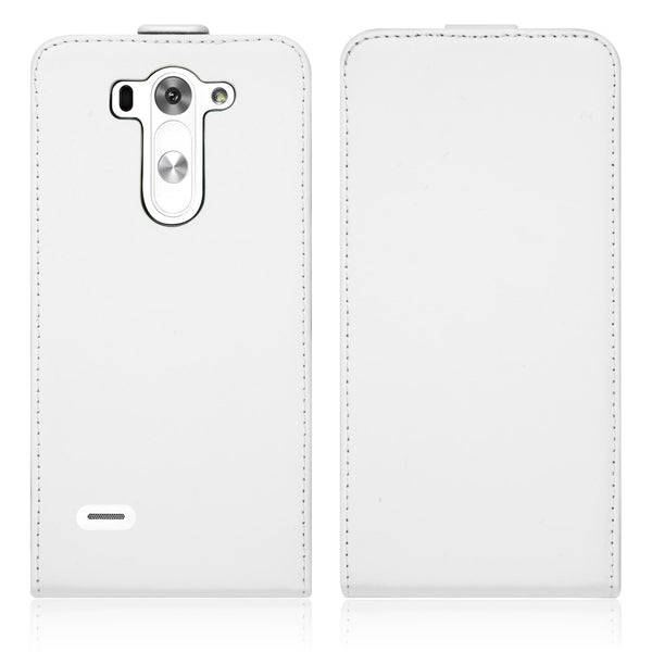 Kunst-Lederhülle für LG G3 S Flip-Case weiﬂ + 2 Schutzfolien