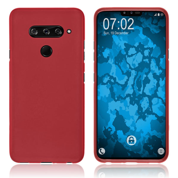 PhoneNatic Case kompatibel mit LG V40 ThinQ - rot Silikon Hülle matt Cover