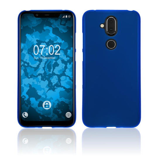 PhoneNatic Case kompatibel mit  Nokia 8.1 (X7) - blau Silikon Hülle matt Cover