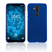 PhoneNatic Case kompatibel mit  Nokia 8.1 (X7) - blau Silikon Hülle matt Cover