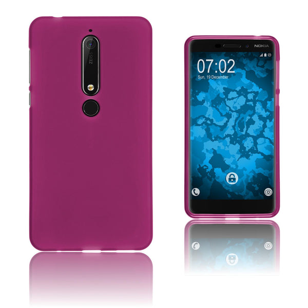 PhoneNatic Case kompatibel mit  Nokia 6.1 (2018) - pink Silikon Hülle matt Cover