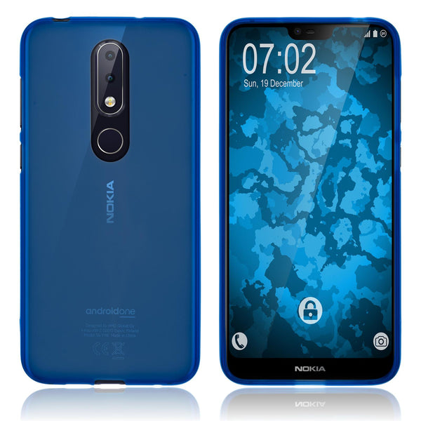 PhoneNatic Case kompatibel mit  Nokia 6.1 Plus - blau Silikon Hülle matt Cover