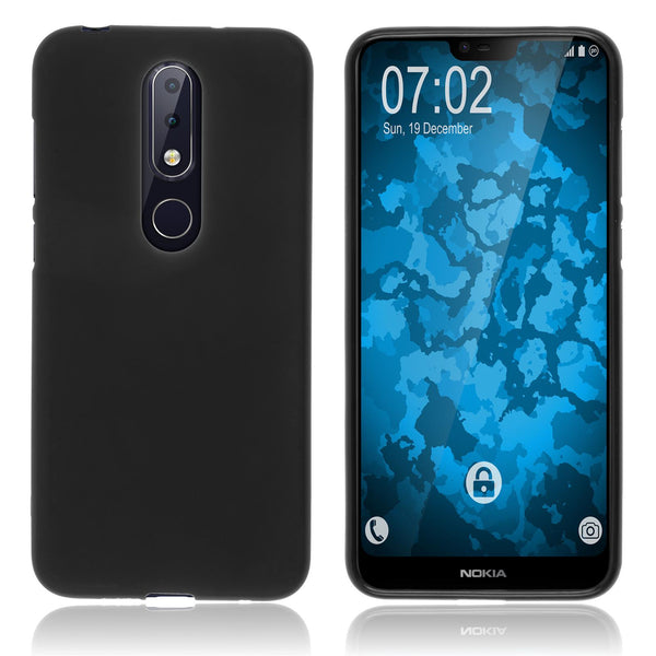 PhoneNatic Case kompatibel mit  Nokia 6.1 Plus - schwarz Silikon Hülle matt Cover