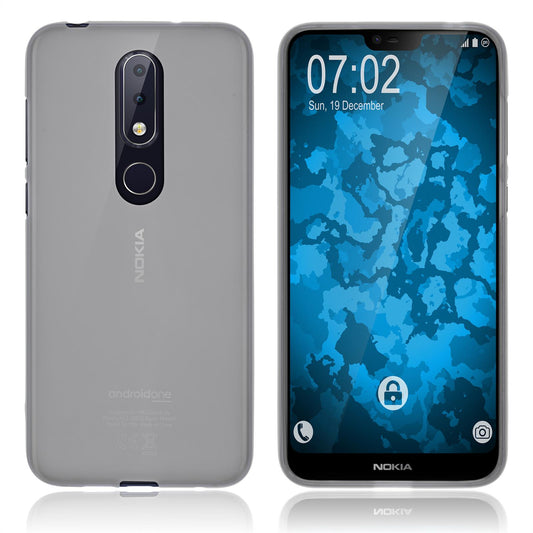 PhoneNatic Case kompatibel mit  Nokia 6.1 Plus - transparent-weiﬂ Silikon Hülle matt Cover
