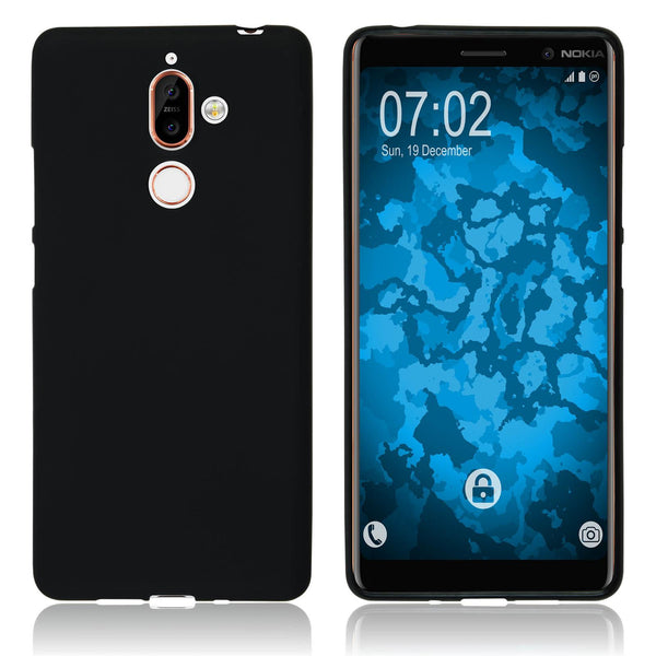 PhoneNatic Case kompatibel mit  Nokia 7 Plus - schwarz Silikon Hülle matt Cover