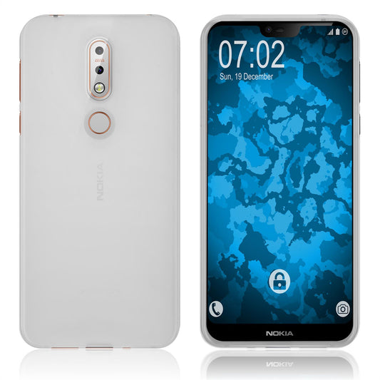 PhoneNatic Case kompatibel mit  Nokia 7.1 - transparent-weiﬂ Silikon Hülle matt Cover