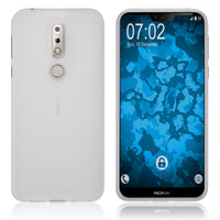 PhoneNatic Case kompatibel mit  Nokia 7.1 - transparent-weiß Silikon Hülle matt Cover