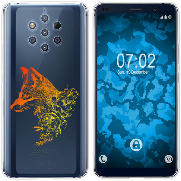 Nokia 9 PureView Silikon-Hülle Floral Fuchs M1-2 Case