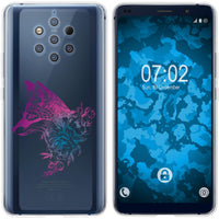 Nokia 9 PureView Silikon-Hülle Floral Fuchs M1-6 Case