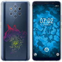 Nokia 9 PureView Silikon-Hülle Floral Katze M2-5 Case