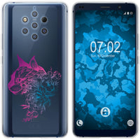 Nokia 9 PureView Silikon-Hülle Floral Katze M2-6 Case