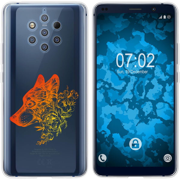 Nokia 9 PureView Silikon-Hülle Floral Wolf M3-2 Case