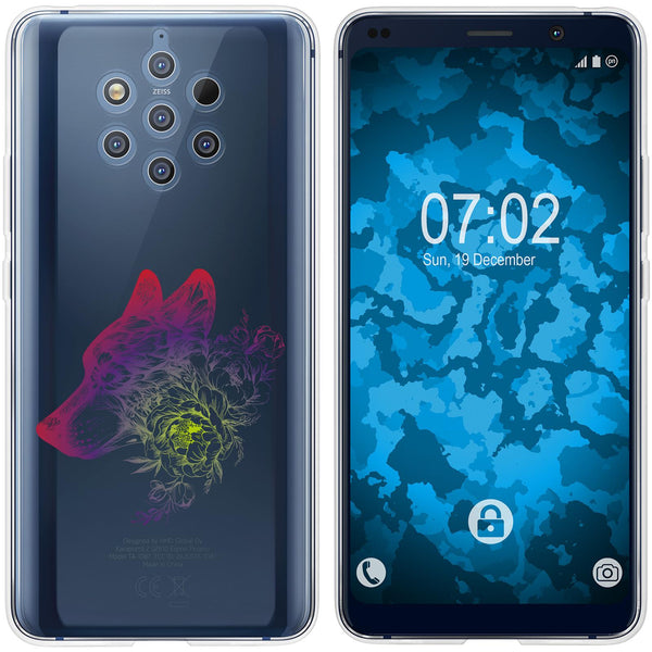 Nokia 9 PureView Silikon-Hülle Floral Wolf M3-5 Case