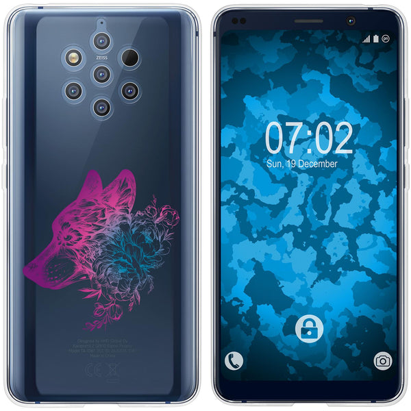 Nokia 9 PureView Silikon-Hülle Floral Wolf M3-6 Case